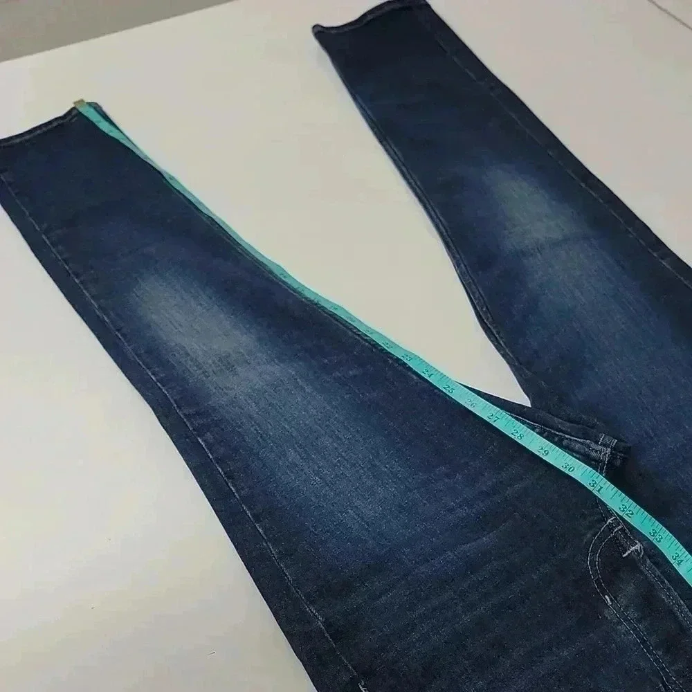 Allsaints Rex Slim Fit Stretch Straight Leg Jeans Mens 28 Blue Button Fly